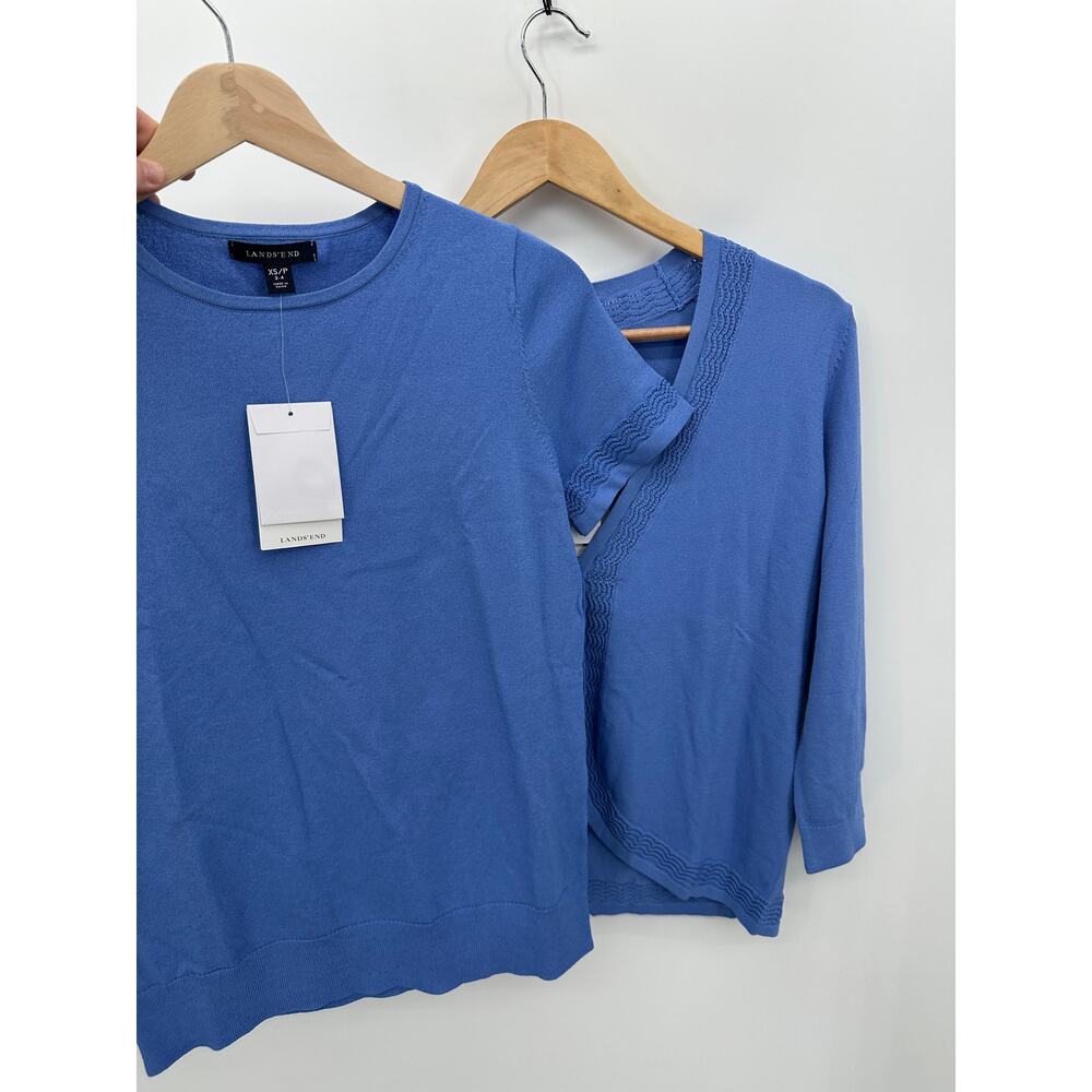 Lands' End Womens Two Piece Set Size XS Knit Cardigan Tee and Sweater NWT‎